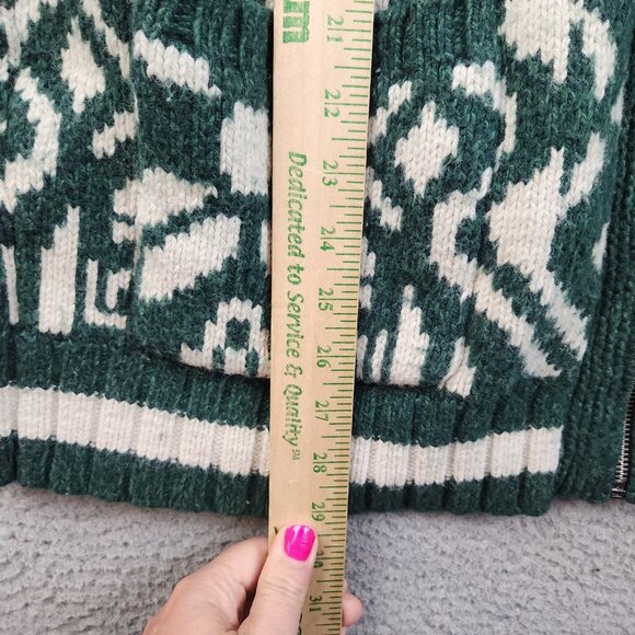 American Eagle HEAVY Full Zip Jacket Cardigan Sweater Sz Large Cabincore Argyle - Picture 8 of 14